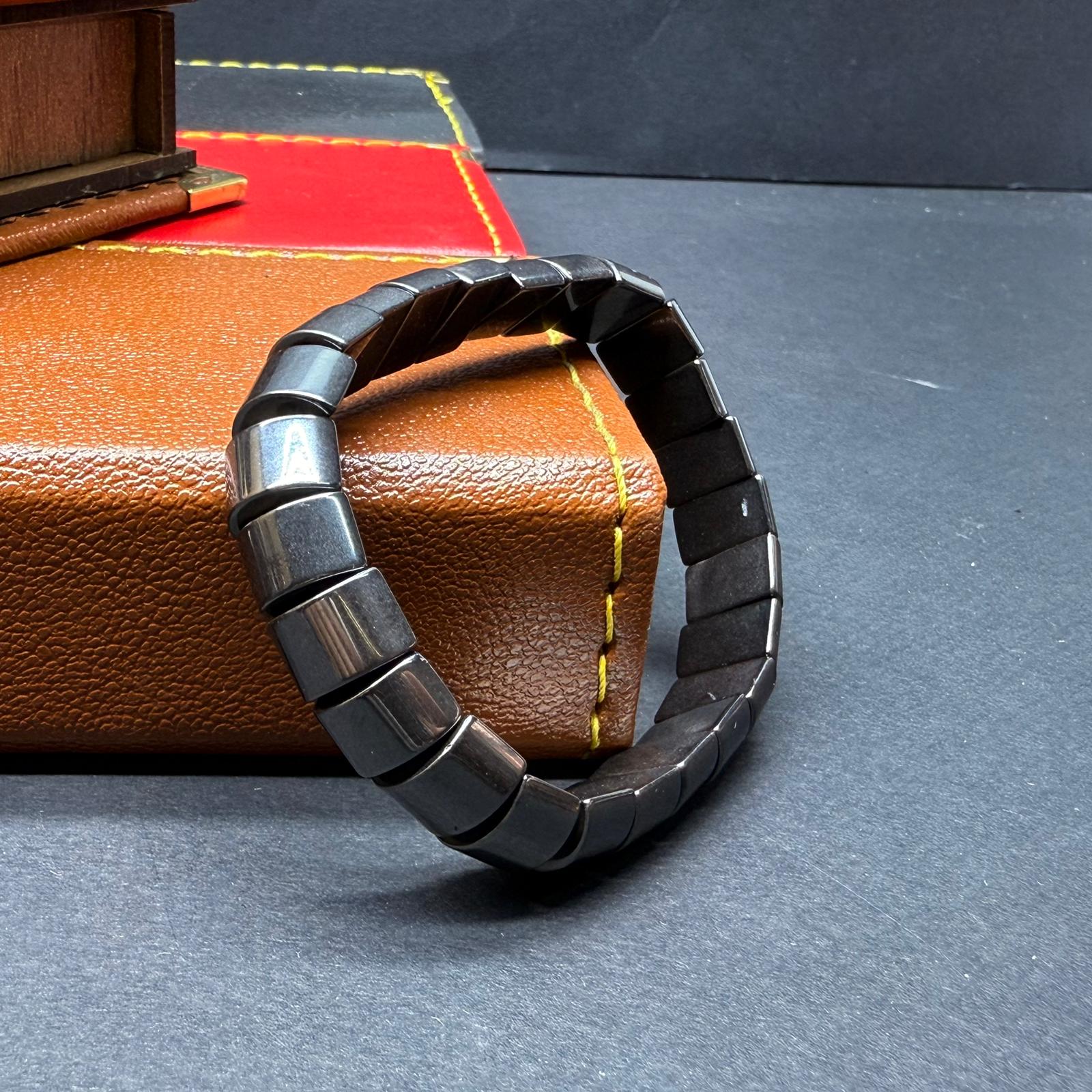 Silindir Model Gri Ton Hematit Bileklik