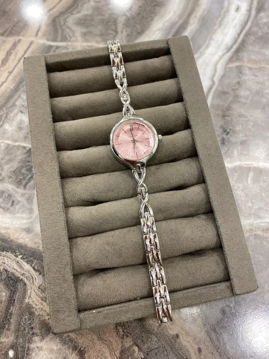 resimler/urunler/Gümüş Zincir Kordon Pembe Kadran Kadın Kol Saati
