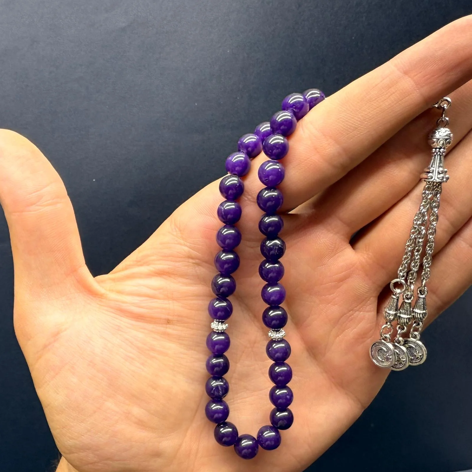 resimler/urunler/Özel Ahşap Kutulu 33’lü Ametist Taşı Tesbih