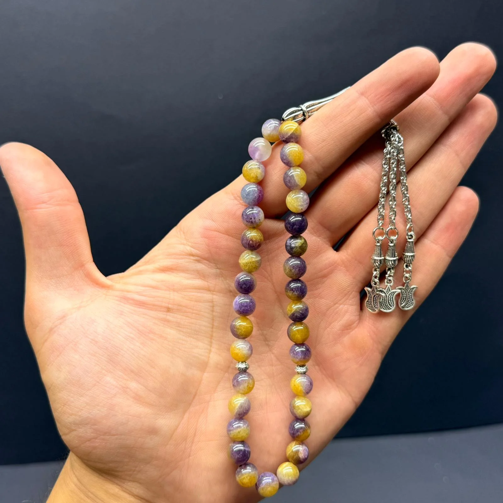 resimler/urunler/Özel Ahşap Kutulu 33’lü Ametrin Taşı Tesbih