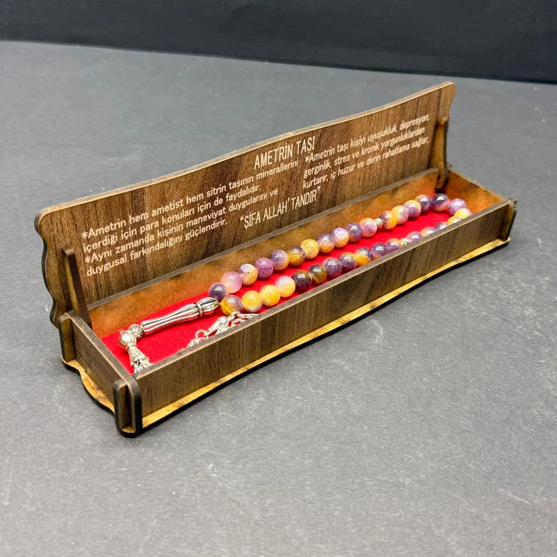 Özel Ahşap Kutulu 33’lü Ametrin Taşı Tesbih