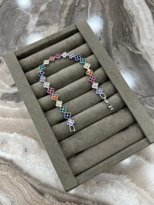 Renkli Çiçek Model Çelik Bileklik 