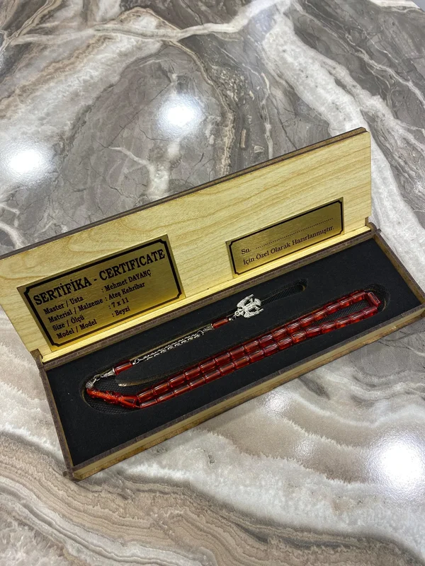 Sertifikalı Usta İşçilikli Kehribar Tesbih – Özel Kutusunda