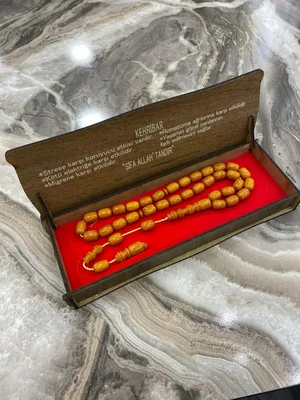 Kutulu Kehribar Görünümlü Tesbih