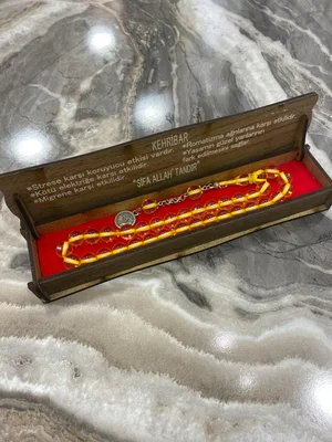 Özel Ahşap Kutulu Kehribar Tesbih