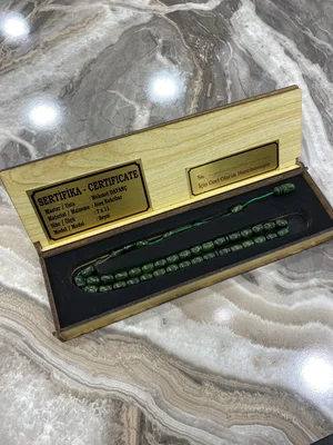 Sertifikalı Ateş Kehribar Tesbih – Kişiye Özel Ahşap Kutulu