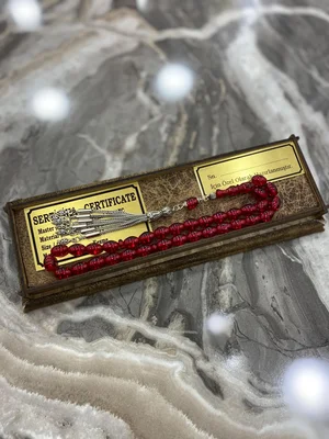 Sertifikalı Ateş Kehribar Tesbih – Gümüş Püsküllü, Kişiye Özel Kutulu