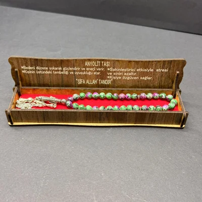 Özel Ahşap Kutulu 33’lü Anyolit Taşı Tesbih