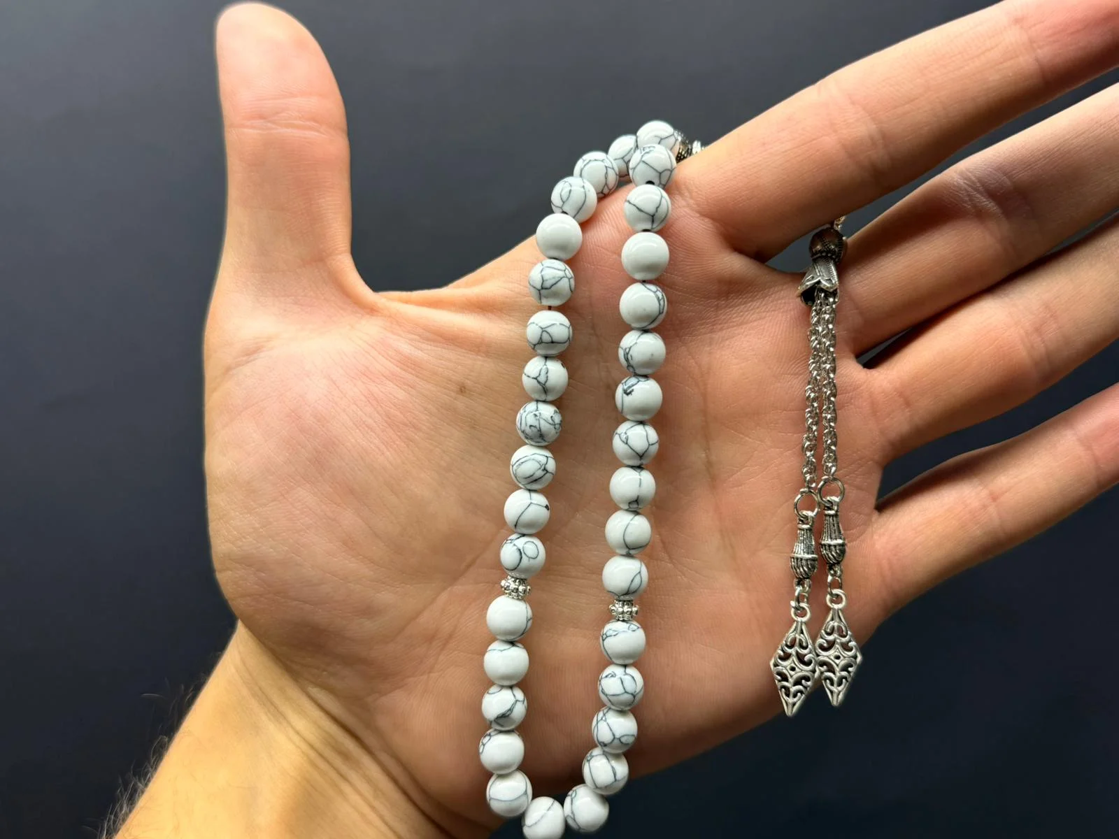 Özel Ahşap Kutulu 33’lü Beyaz Havlit Taşı Tesbih