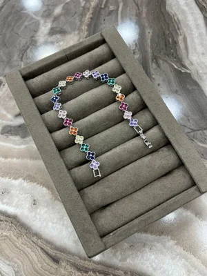 Renkli Çiçek Model Çelik Bileklik 