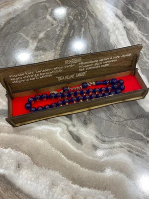 Özel Ahşap Kutulu Kehribar Tesbih