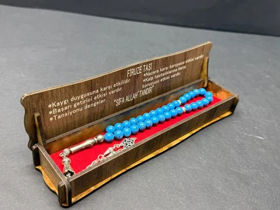 Özel Ahşap Kutulu 33’lü Firuze Taşı Tesbih