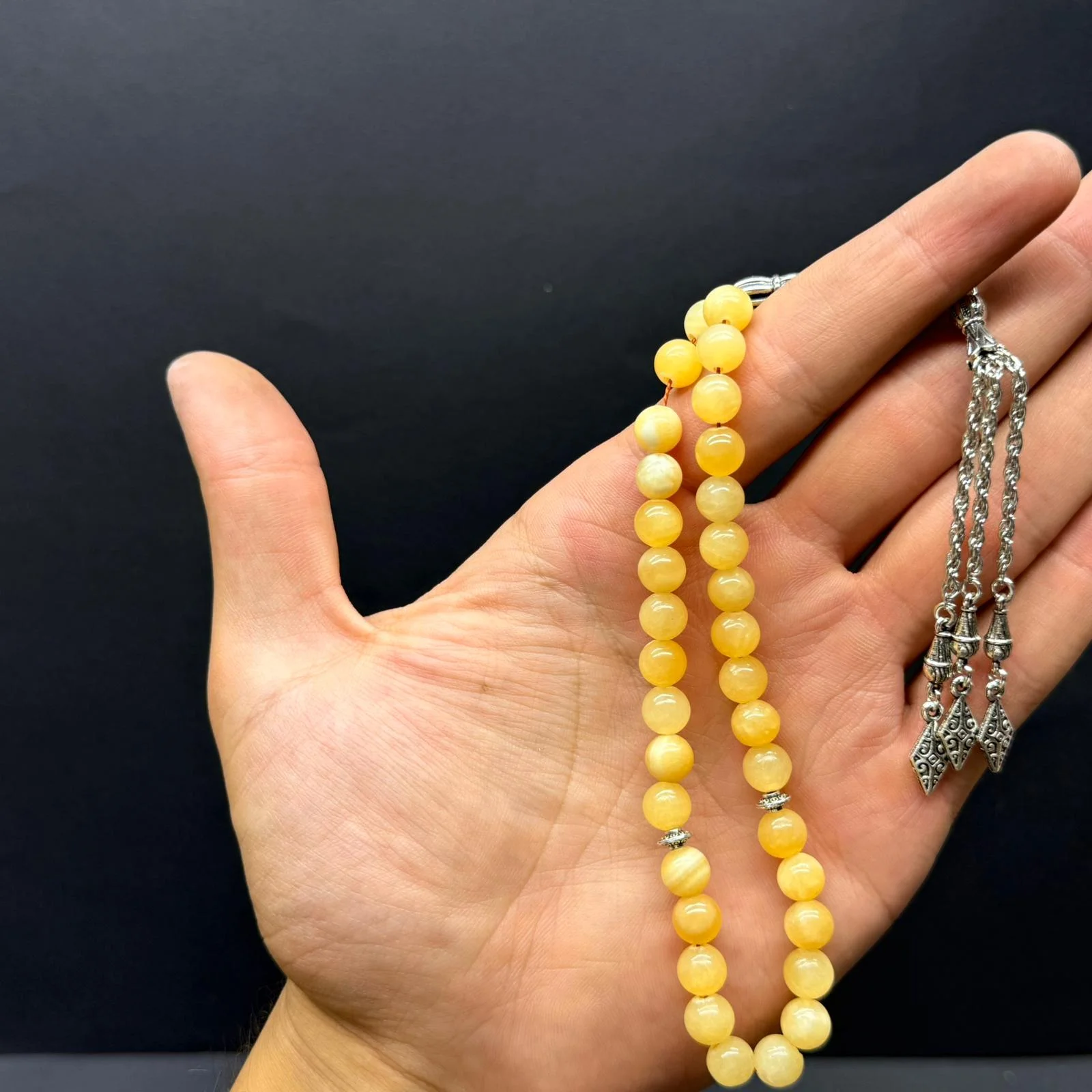 Özel Ahşap Kutulu 33’lü Kalsit Taşı Tesbih 