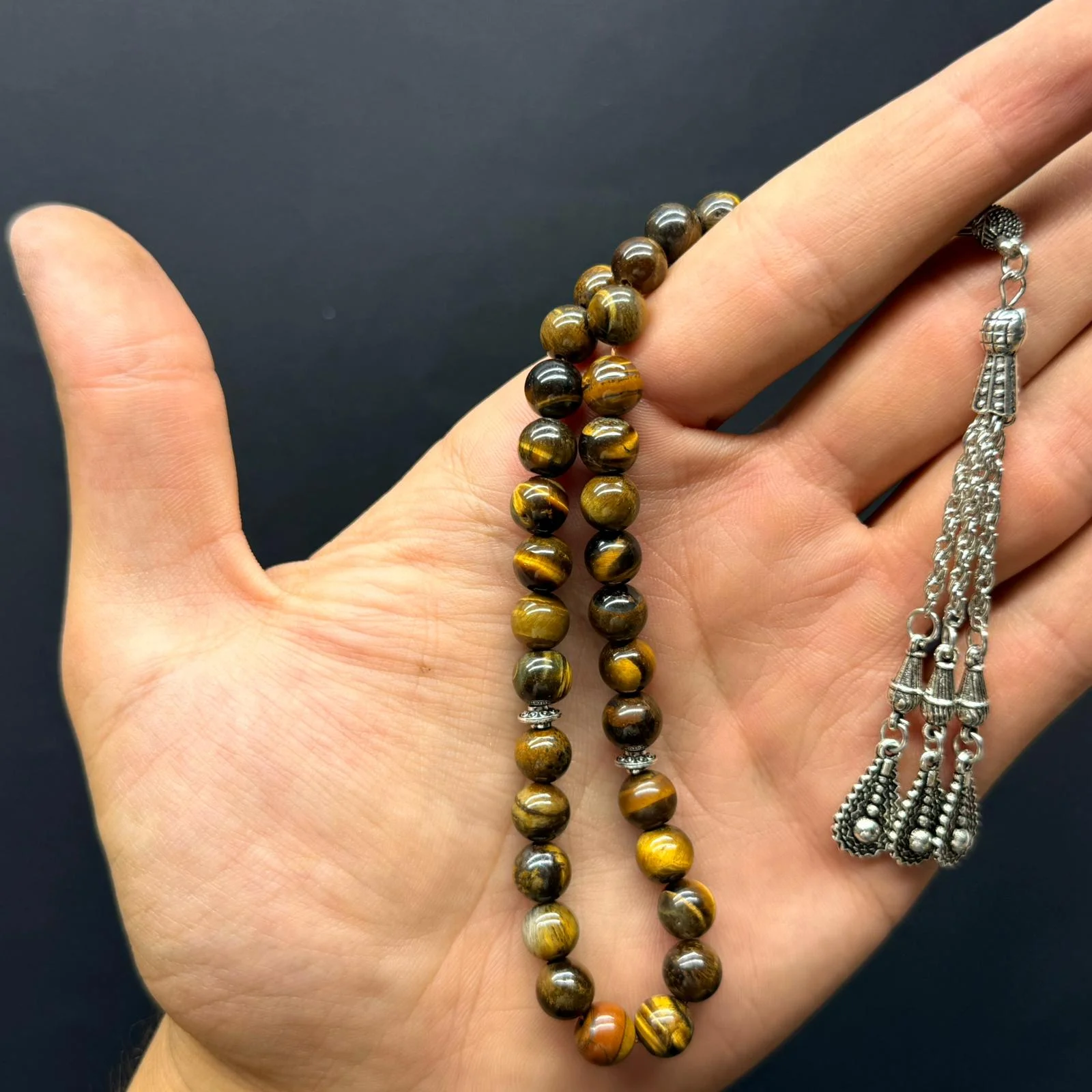 Özel Ahşap Kutulu 33’lü Kaplan Gözü Taşı Tesbih